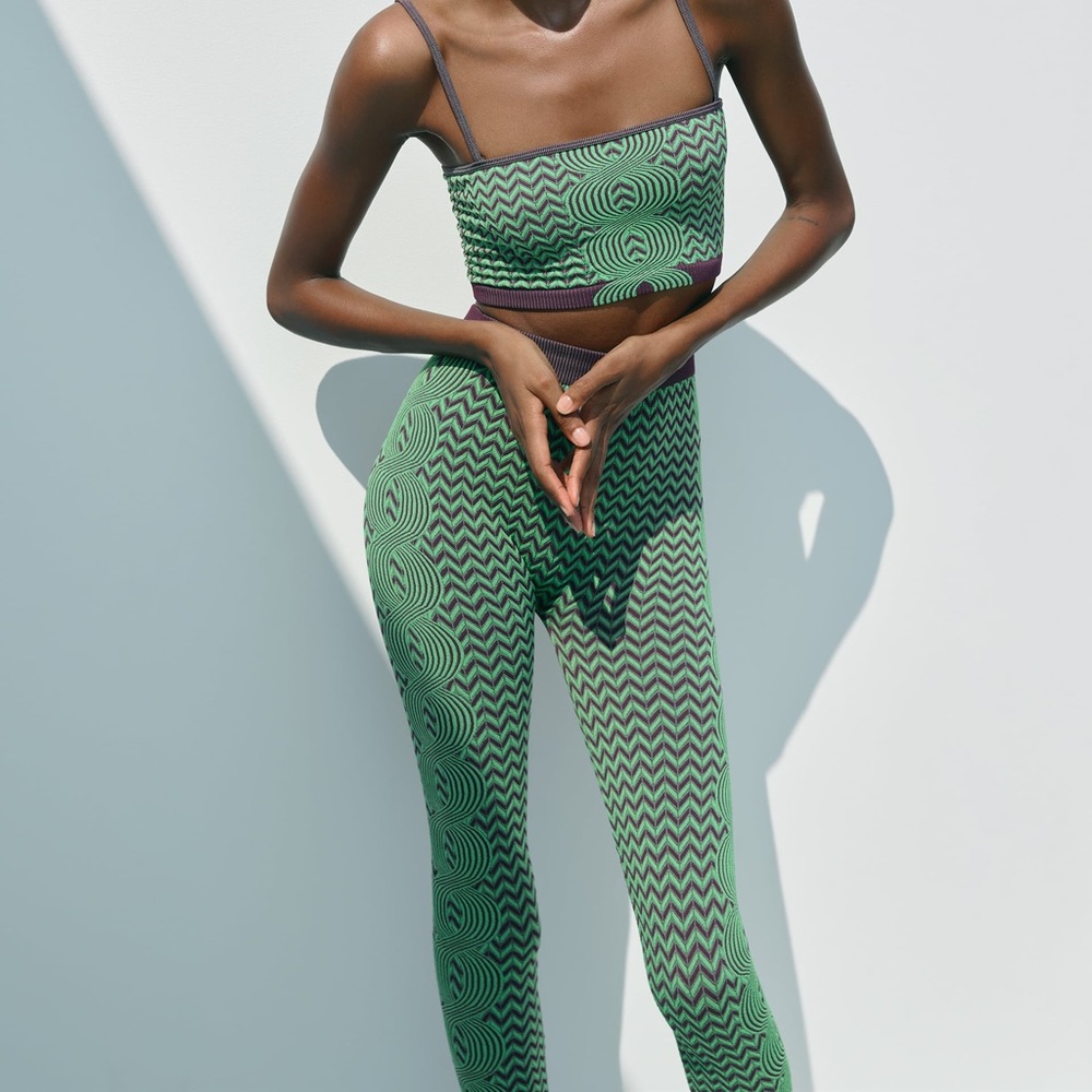 green and purple zara leggings.